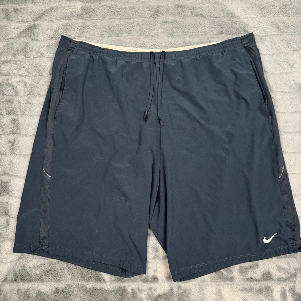 Nike Dri-FIT Mens Running Shorts Navy Blue Mesh Pockets L 13833